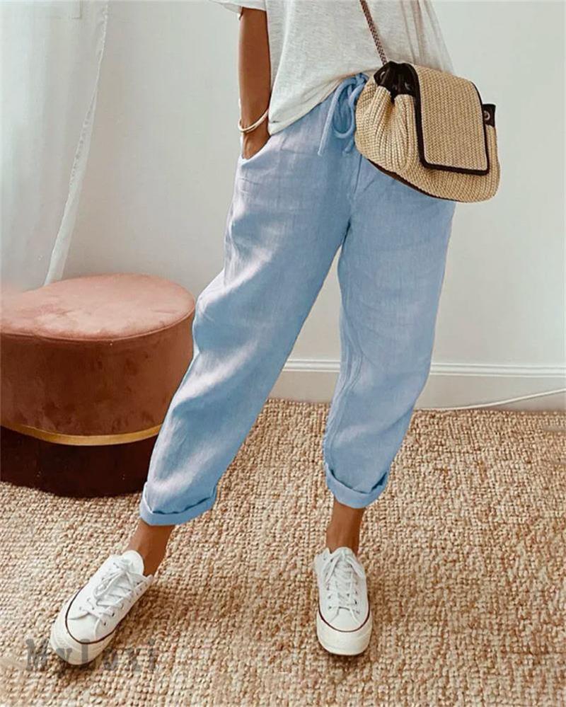 👖Pantalon Décontracté en Coton et Lin pour Femme – Élégant, Respirant & Polyvalent