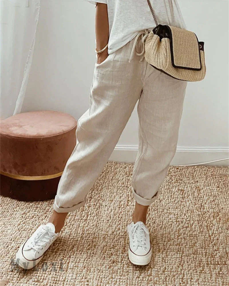 👖Pantalon Décontracté en Coton et Lin pour Femme – Élégant, Respirant & Polyvalent