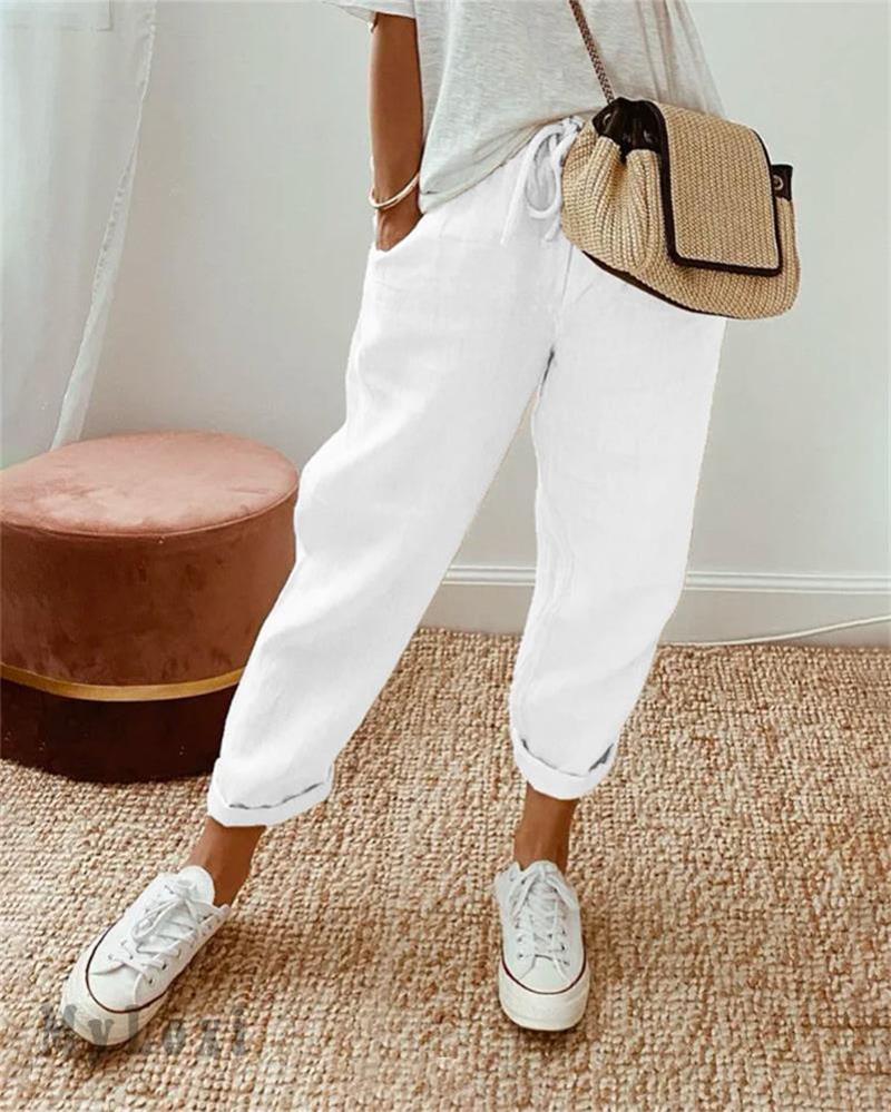 👖Pantalon Décontracté en Coton et Lin pour Femme – Élégant, Respirant & Polyvalent