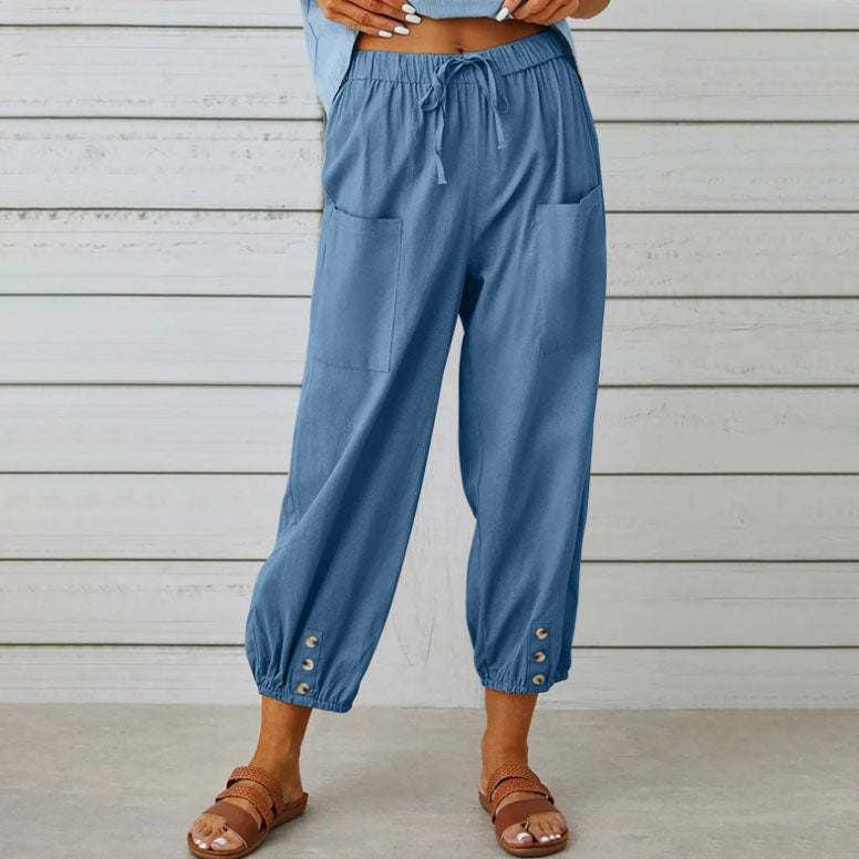 💎 Pantalon Ample Droit à Jambe Large pour Femmes – Coton & Lin Respirant, Coupe Flatteuse & Poches Pratiques 👖