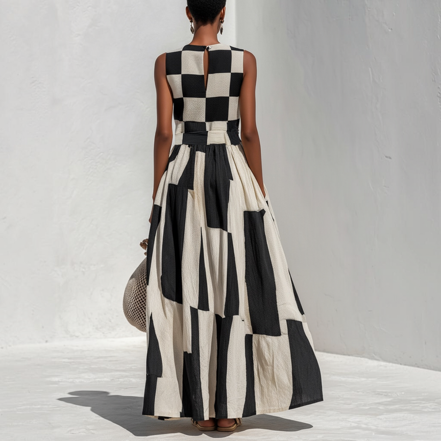Angelica™ | Robe Sans Manches à Carreaux Élégante