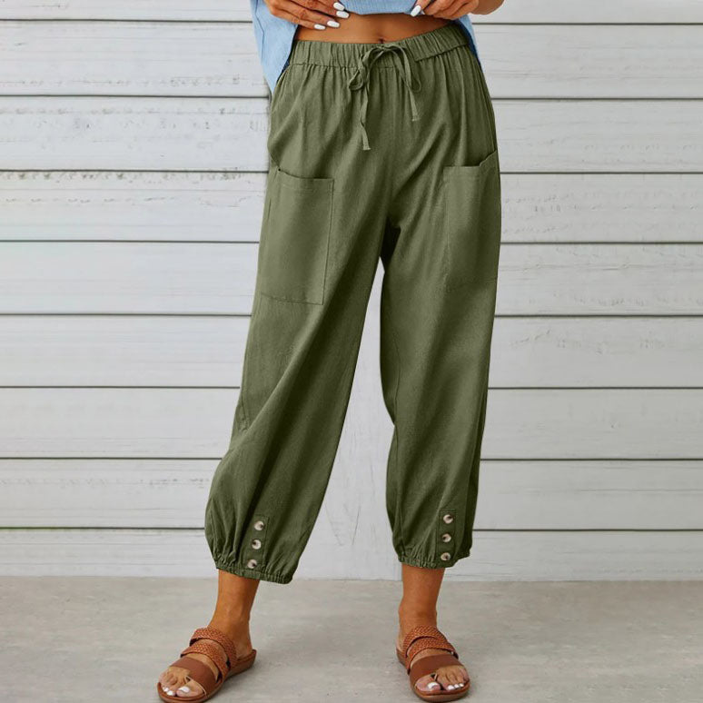 💎 Pantalon Ample Droit à Jambe Large pour Femmes – Coton & Lin Respirant, Coupe Flatteuse & Poches Pratiques 👖