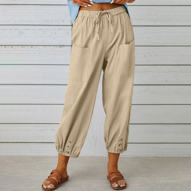 💎 Pantalon Ample Droit à Jambe Large pour Femmes – Coton & Lin Respirant, Coupe Flatteuse & Poches Pratiques 👖