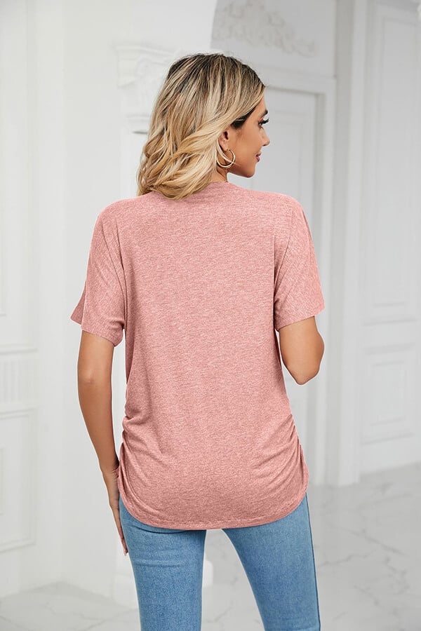 💕Soldes d'été🌷Tops pour dames à col en V, couleur unie, amples(🔥55 % de réduction)