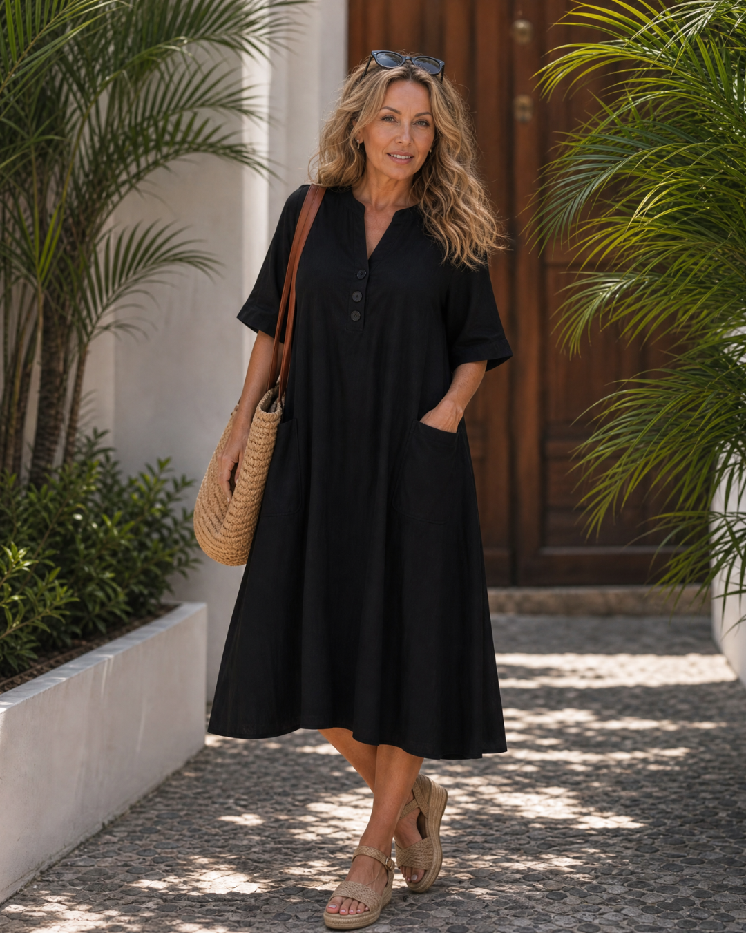 Lumar — Robe Midi Manches 3/4 Détail Boutons