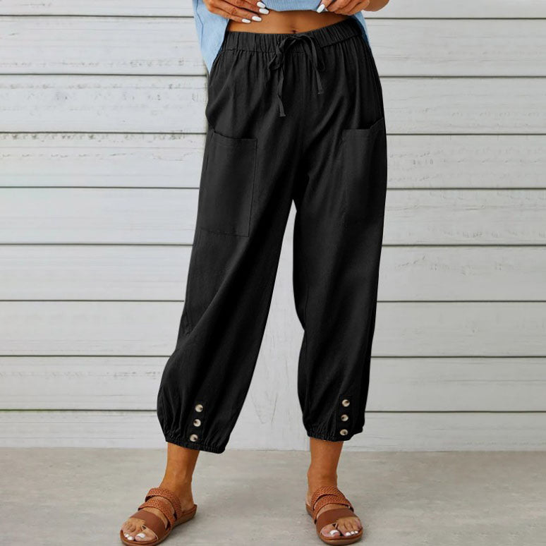 💎 Pantalon Ample Droit à Jambe Large pour Femmes – Coton & Lin Respirant, Coupe Flatteuse & Poches Pratiques 👖