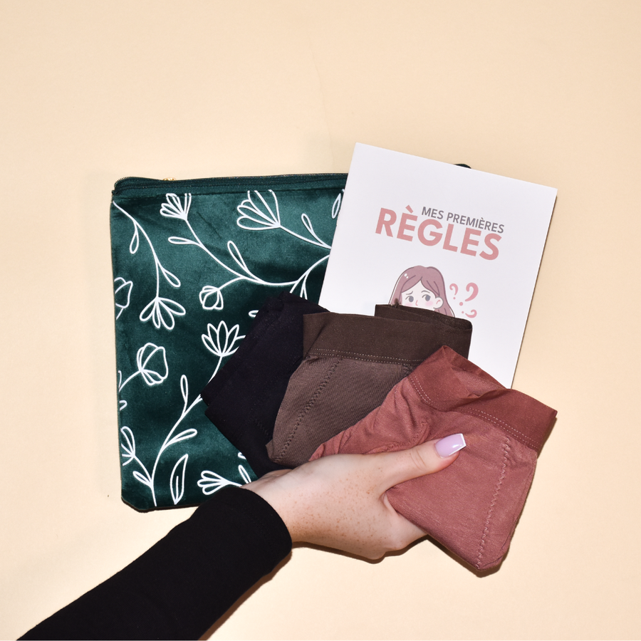 Coffret Mes Premières Règles – Culotte Menstruelle + Pochette + Livret