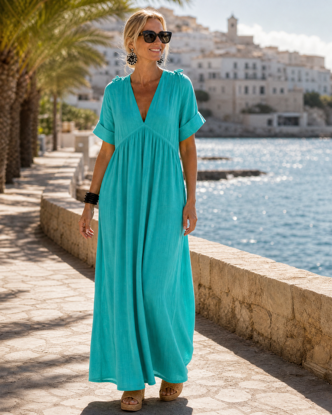 Zomla — Robe Midi Fluide Texturée Col V