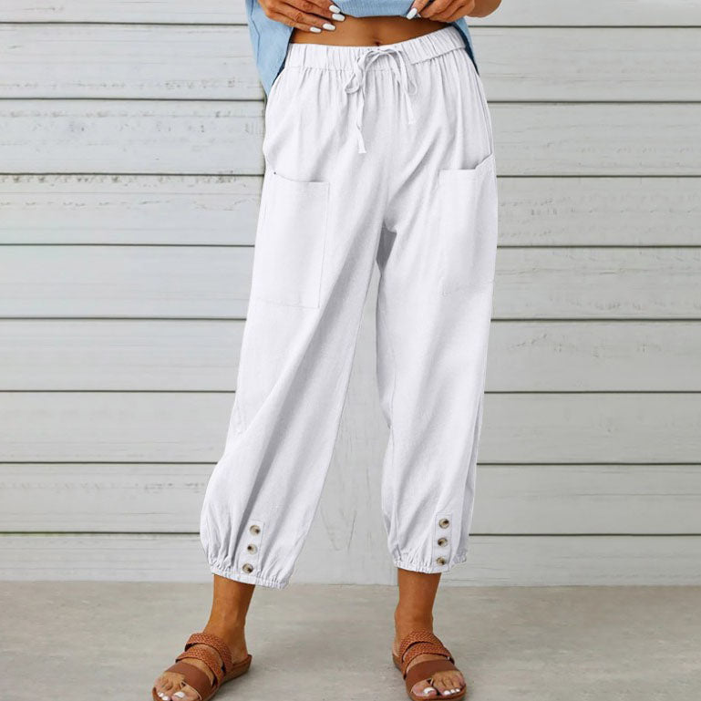 💎 Pantalon Ample Droit à Jambe Large pour Femmes – Coton & Lin Respirant, Coupe Flatteuse & Poches Pratiques 👖