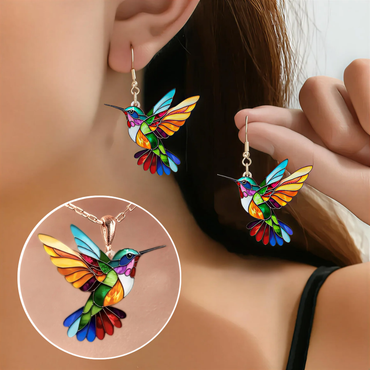 MALIA™ | Boucles d’Oreilles Colibri & Collier