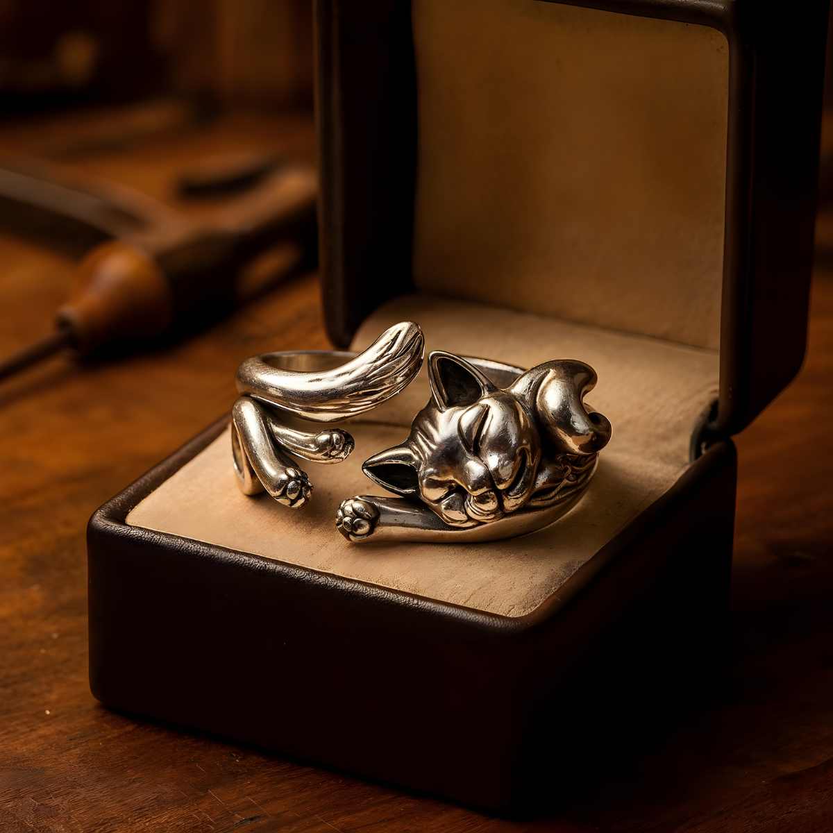 MÉLINA™ | Bague Chat Vintage