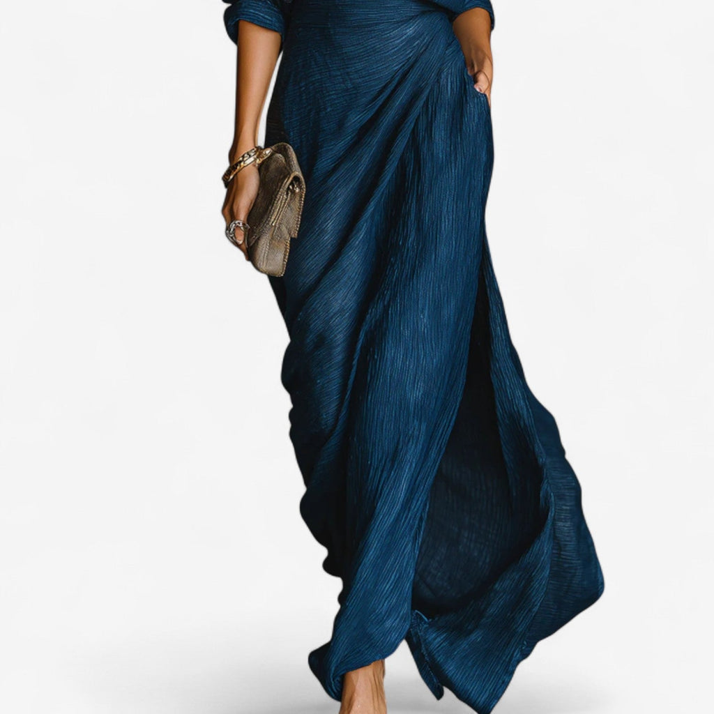 Robe longue femme portefeuille façon chemise – Élégance décontractée et fluide