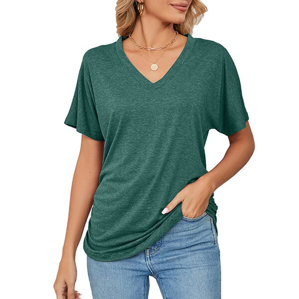 💕Soldes d'été🌷Tops pour dames à col en V, couleur unie, amples(🔥55 % de réduction)
