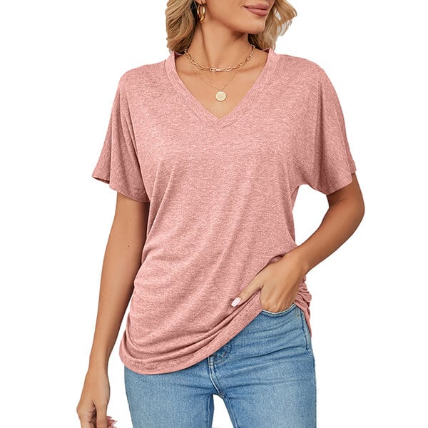 💕Soldes d'été🌷Tops pour dames à col en V, couleur unie, amples(🔥55 % de réduction)