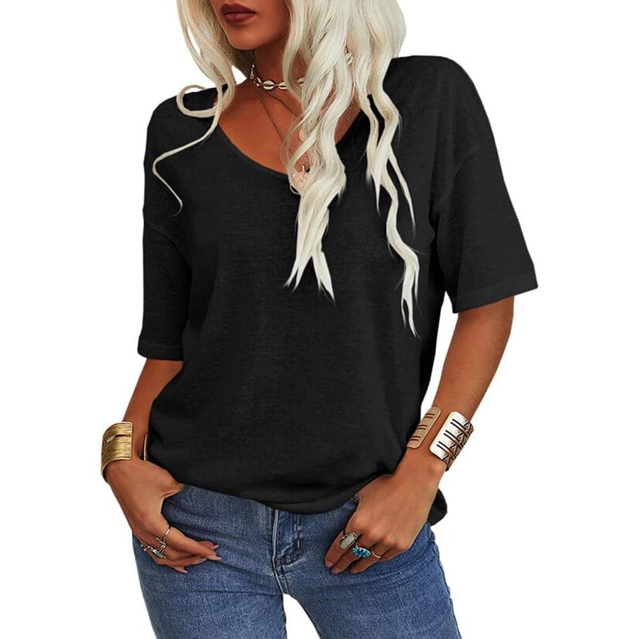 🔥Dernier jour 49 % DE RÉDUCTION🔥T-shirt à col en V uni pour femme - 12 COULEURS