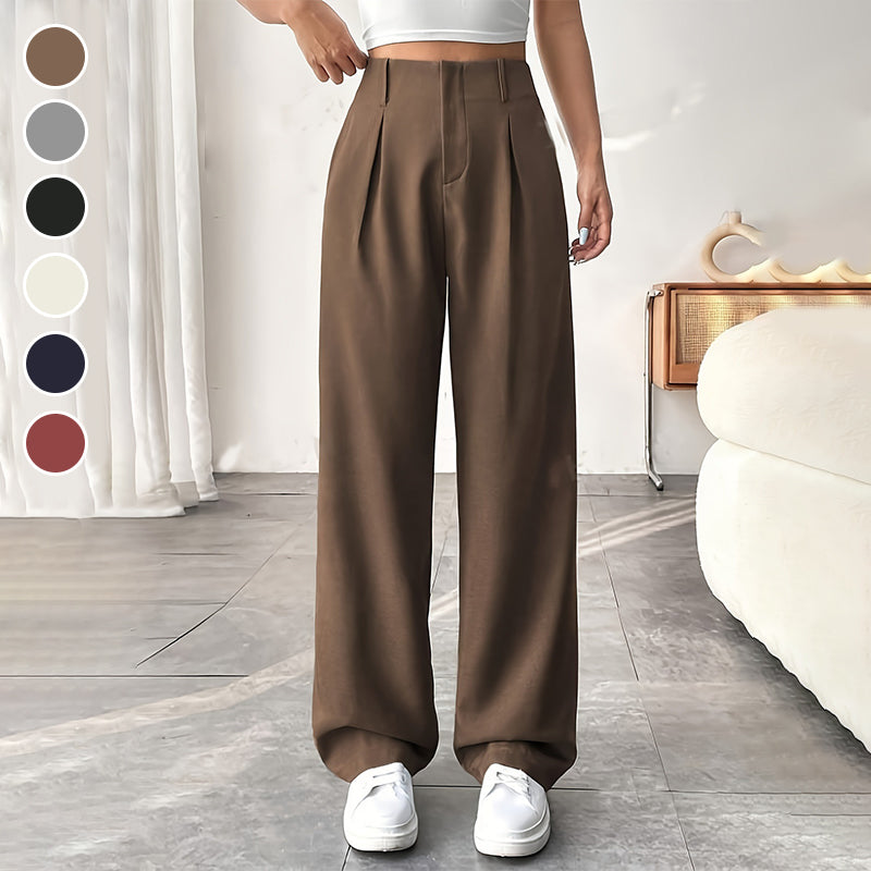 📢📢50 % DE RÉDUCTION !! ⏰ Pantalon Large Taille Haute – Tissu Doux, Confort Absolu 🌸☁️【Offre Limitée】