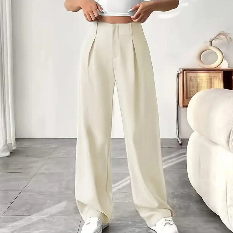 📢📢50 % DE RÉDUCTION !! ⏰ Pantalon Large Taille Haute – Tissu Doux, Confort Absolu 🌸☁️【Offre Limitée】