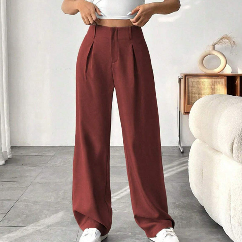 📢📢50 % DE RÉDUCTION !! ⏰ Pantalon Large Taille Haute – Tissu Doux, Confort Absolu 🌸☁️【Offre Limitée】