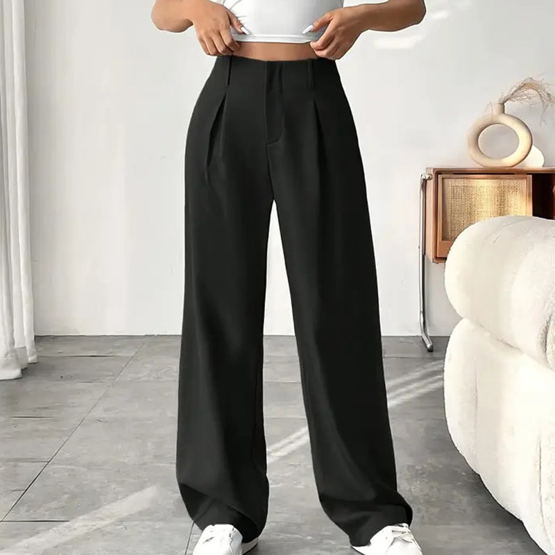 📢📢50 % DE RÉDUCTION !! ⏰ Pantalon Large Taille Haute – Tissu Doux, Confort Absolu 🌸☁️【Offre Limitée】