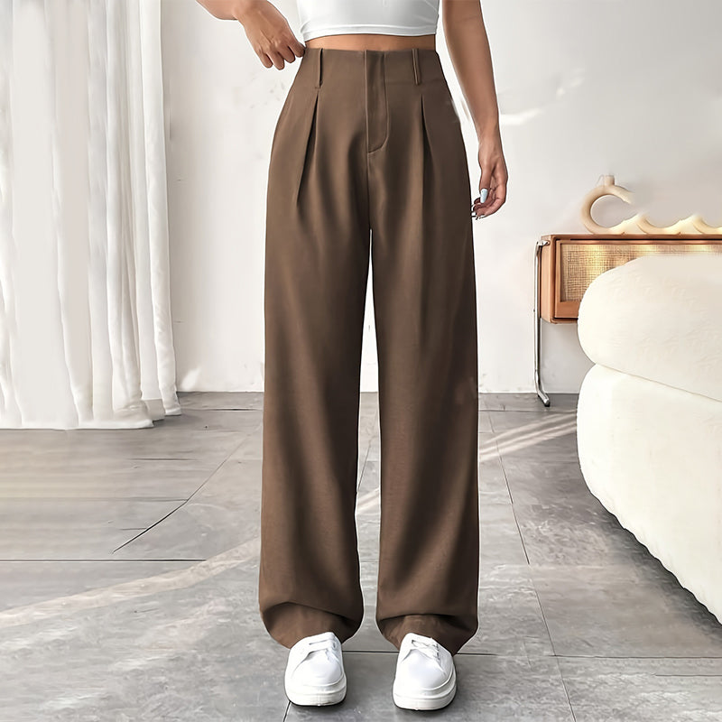 📢📢50 % DE RÉDUCTION !! ⏰ Pantalon Large Taille Haute – Tissu Doux, Confort Absolu 🌸☁️【Offre Limitée】