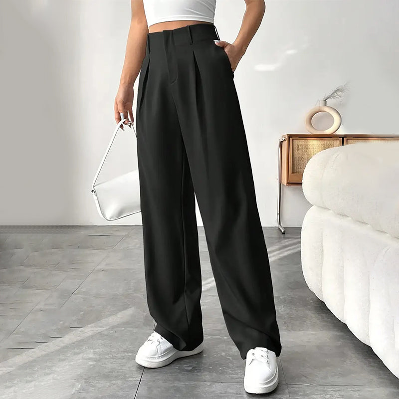 📢📢50 % DE RÉDUCTION !! ⏰ Pantalon Large Taille Haute – Tissu Doux, Confort Absolu 🌸☁️【Offre Limitée】