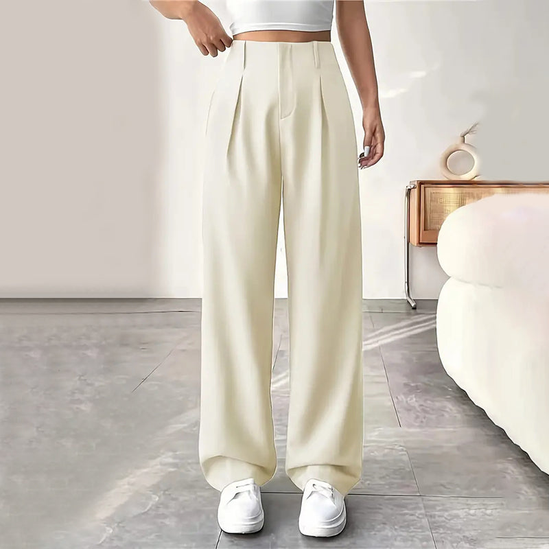 📢📢50 % DE RÉDUCTION !! ⏰ Pantalon Large Taille Haute – Tissu Doux, Confort Absolu 🌸☁️【Offre Limitée】