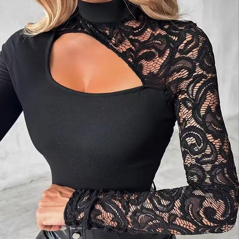 🔈🔈NOUVEAUTÉ 58% DE RÉDUCTION🌸Haut à manches en dentelle asymétriques pour femme👚