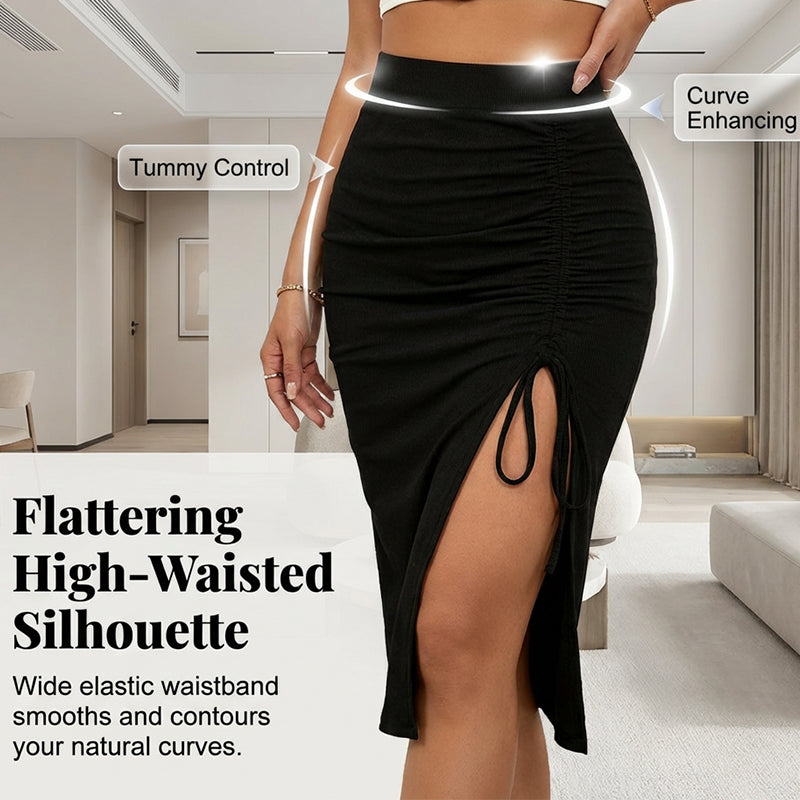 Jupe moulante à taille haute et fronces pour femme