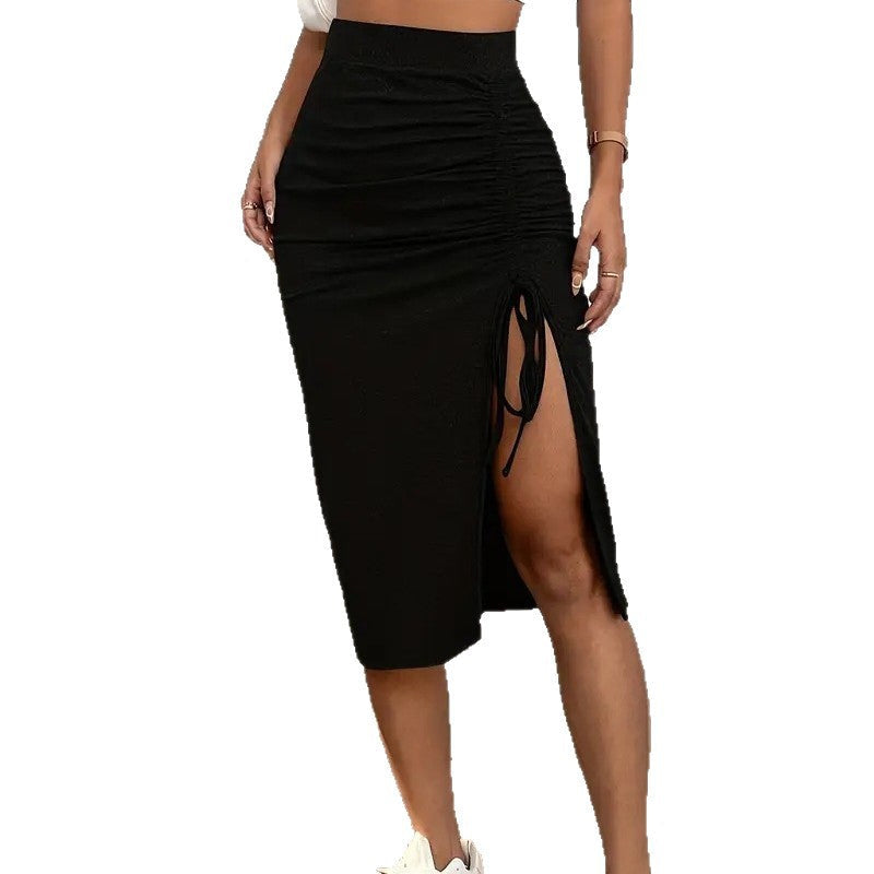 Jupe moulante à taille haute et fronces pour femme