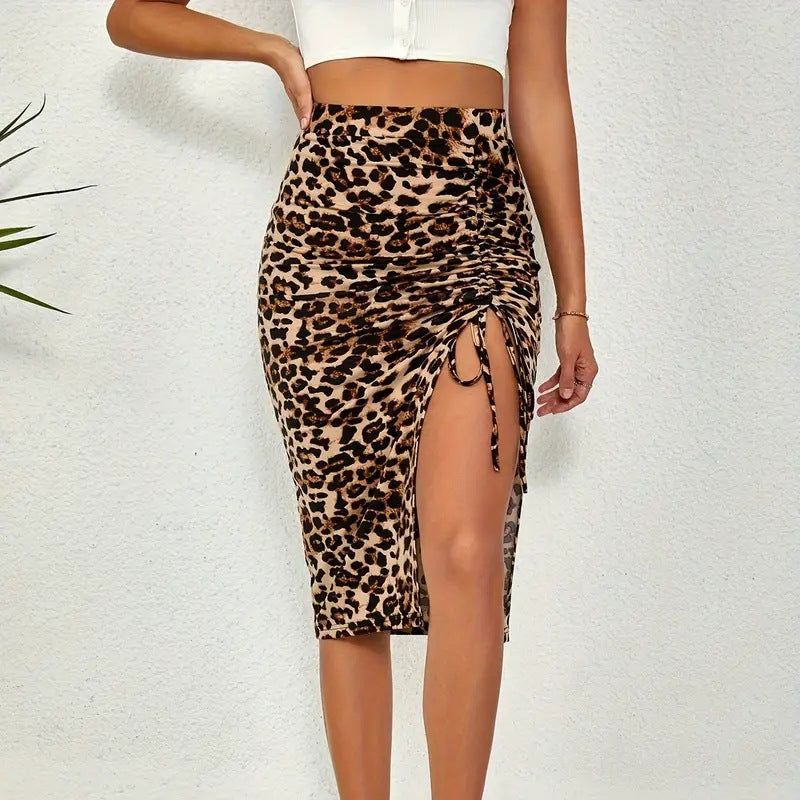 Jupe moulante à taille haute et fronces pour femme