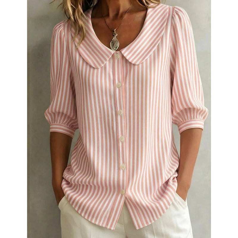 ⏳Spécial à durée limitée⏰Chemise à rayures boutonnée pour les trajets quotidiens en été🌸👔