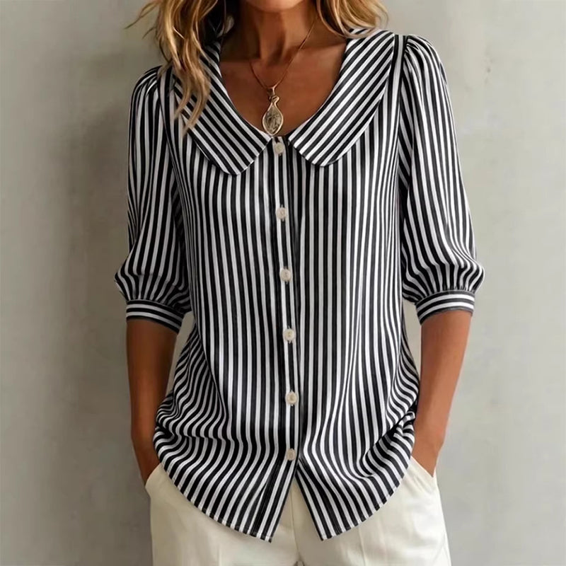 ⏳Spécial à durée limitée⏰Chemise à rayures boutonnée pour les trajets quotidiens en été🌸👔