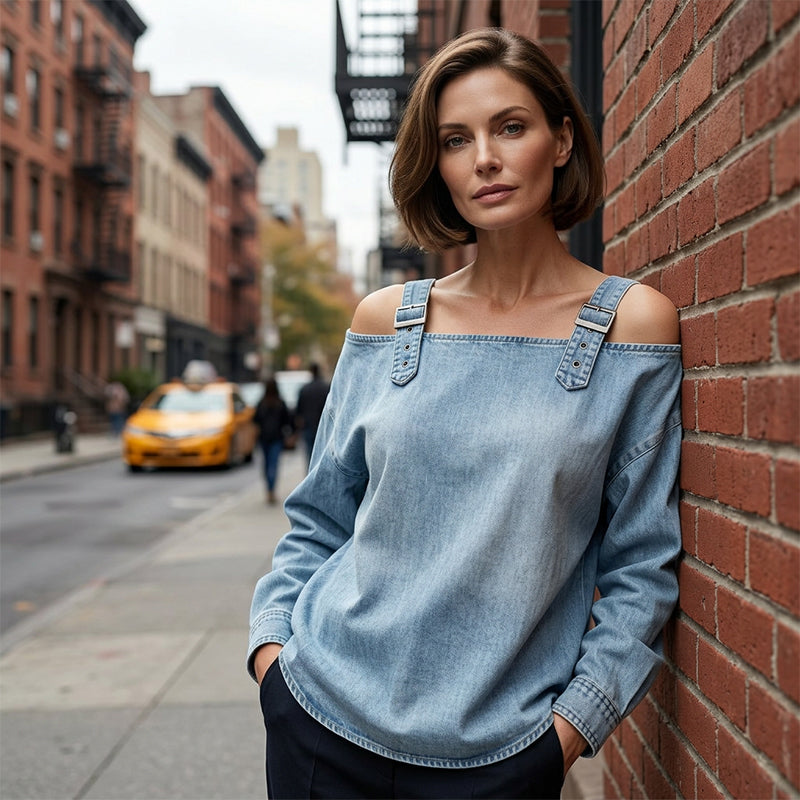 👕 OFFRE LIMITÉE : 50 % DE RÉDUCTION ! ✨ Haut en jean pour femme – larges bretelles, tendance, décontracté ✨