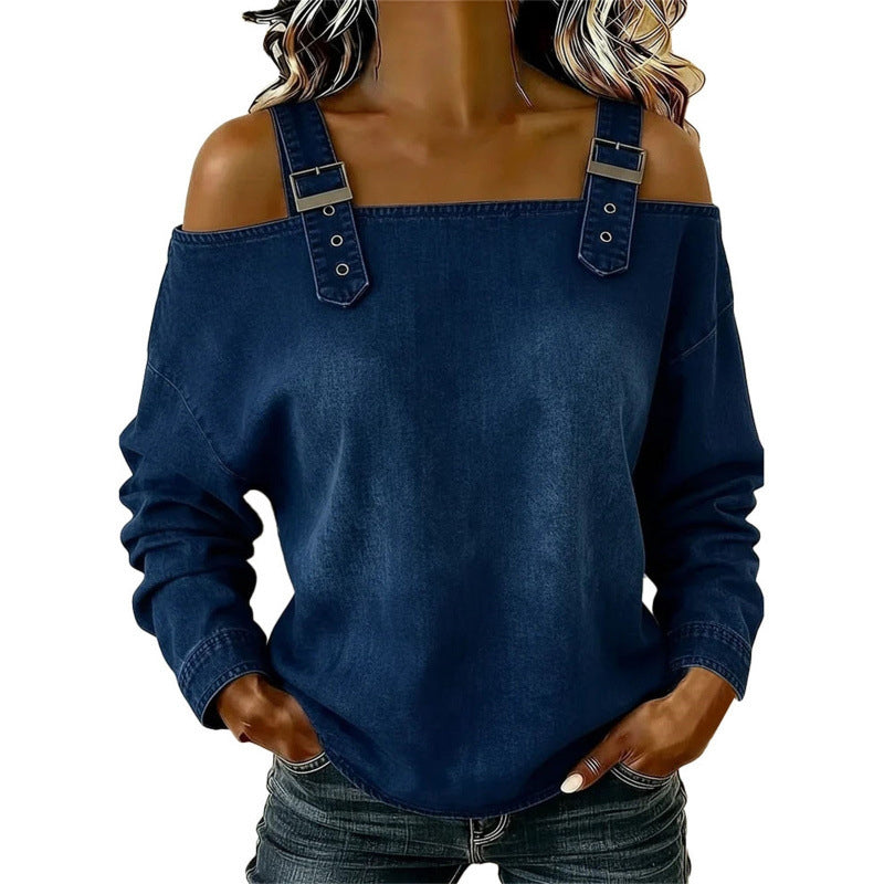 👕 OFFRE LIMITÉE : 50 % DE RÉDUCTION ! ✨ Haut en jean pour femme – larges bretelles, tendance, décontracté ✨