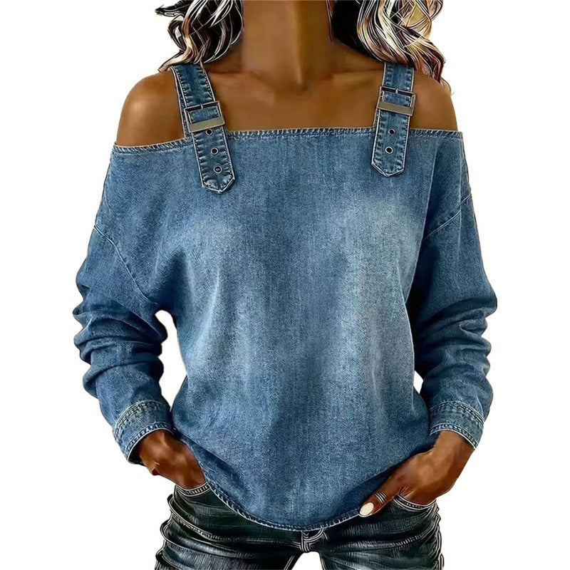 👕 OFFRE LIMITÉE : 50 % DE RÉDUCTION ! ✨ Haut en jean pour femme – larges bretelles, tendance, décontracté ✨