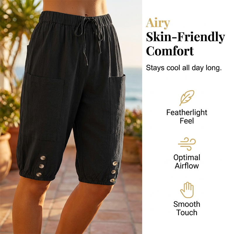 🔥 Spécial été 👖 Pantalon 3/4 pour femme, avec cordon de serrage à la taille 🌸 Ample, léger et extrêmement confortable 💫