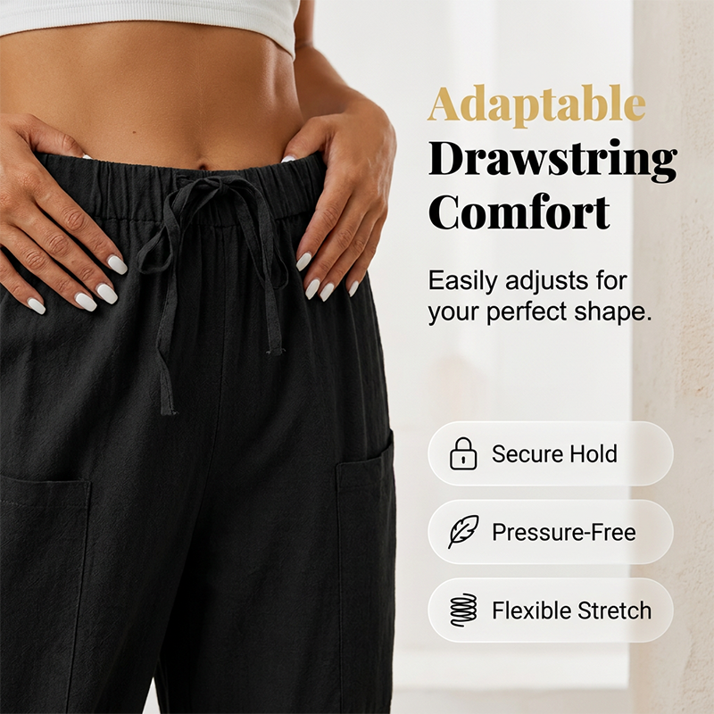 🔥 Spécial été 👖 Pantalon 3/4 pour femme, avec cordon de serrage à la taille 🌸 Ample, léger et extrêmement confortable 💫