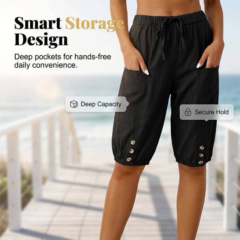 🔥 Spécial été 👖 Pantalon 3/4 pour femme, avec cordon de serrage à la taille 🌸 Ample, léger et extrêmement confortable 💫