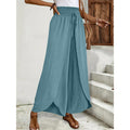 Pantalon large femme décontracté à effet croisé