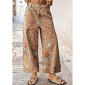 Jean femme cropped à coupe large et imprimé floral