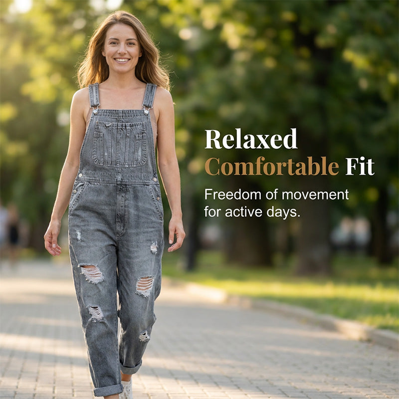 👖 Salopette Jean Femme Délavé Effet Déchiré – Combinaison Décontractée Multipoches Coupe Ample🔥-54%
