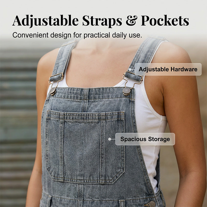 👖 Salopette Jean Femme Délavé Effet Déchiré – Combinaison Décontractée Multipoches Coupe Ample🔥-54%