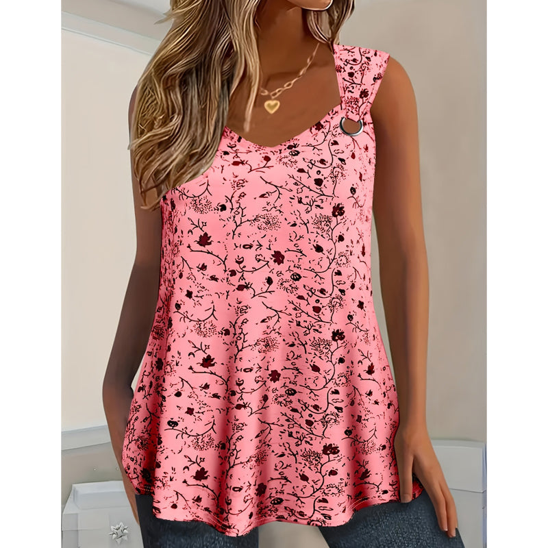 👚 50 % DE RÉDUCTION MAINTENANT ! 🌸 Débardeur d'été à imprimé floral pour femme – Doux, respirant et sans manches – parfait pour les journées chaudes, les sorties à la plage ou pour superposer les vêtements de façon décontractée ☀️