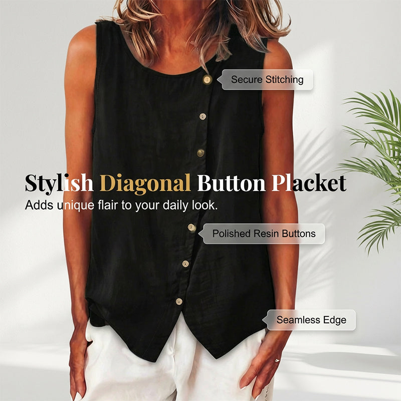Débardeur ample à boutons, en tissu doux