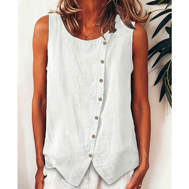 Débardeur ample à boutons, en tissu doux