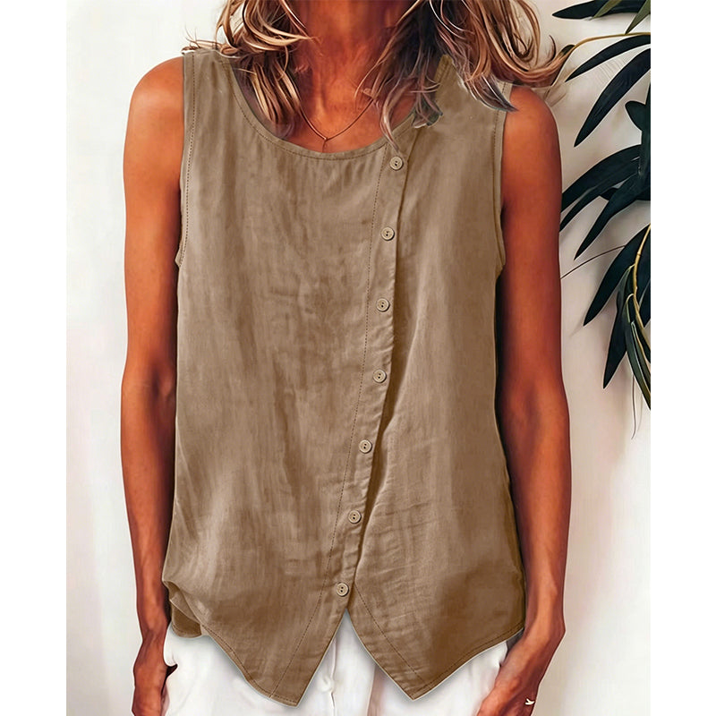 Débardeur ample à boutons, en tissu doux