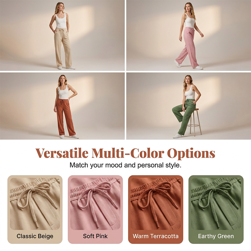 Casual Loose Fit Drawstring Trousers with Pockets