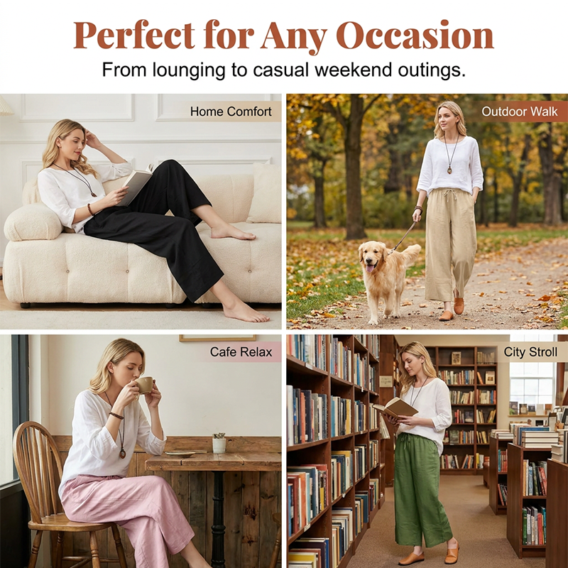 Casual Loose Fit Drawstring Trousers with Pockets