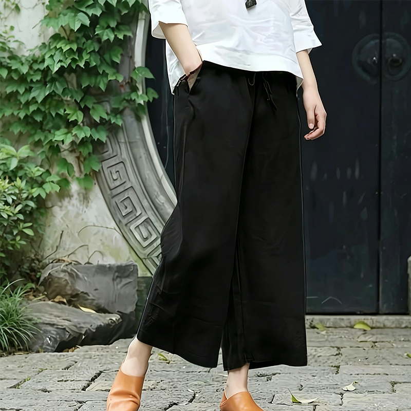 Casual Loose Fit Drawstring Trousers with Pockets