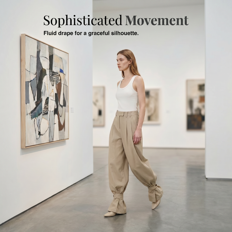 🔥Jusqu'à épuisement des stocks : 50 % de réduction !🎉 Pantalon lanterné à plis pour femme avec ourlets à volants